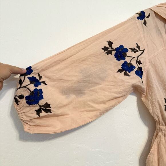 NWT Free People Cloud Nine Wide Leg Embroidered Jumper Pink Crystal Combo - XS/S - Picture 8 of 16